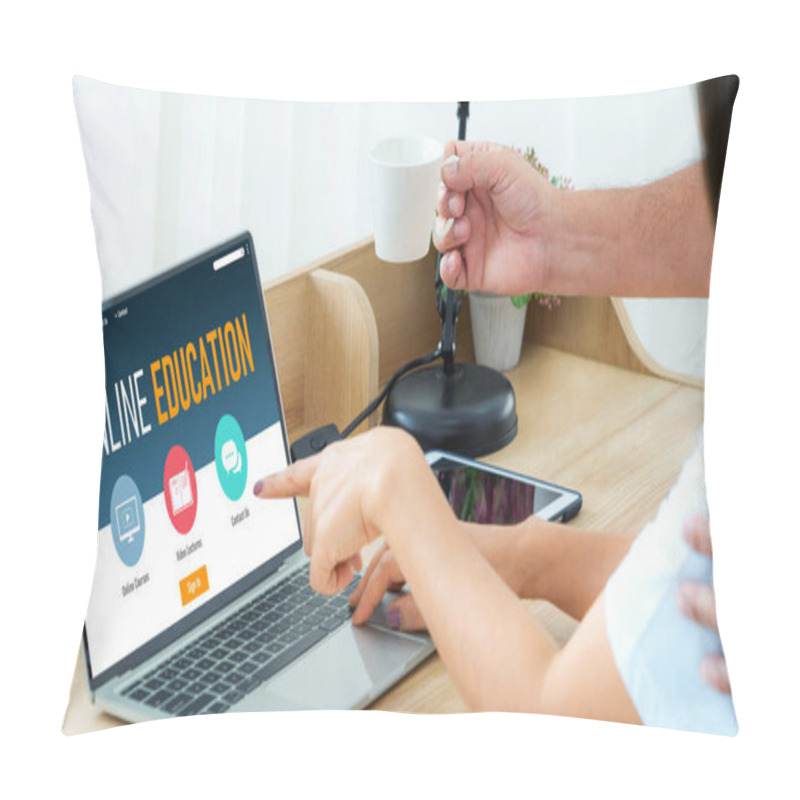 Personality  E-learning Website With Modish Sofware For Student To Study Online On The Internet Network Pillow Covers