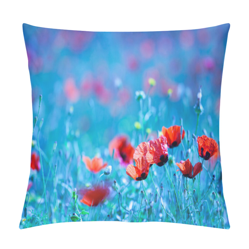 Personality  Poppy Flower Field At Night Pillow Covers