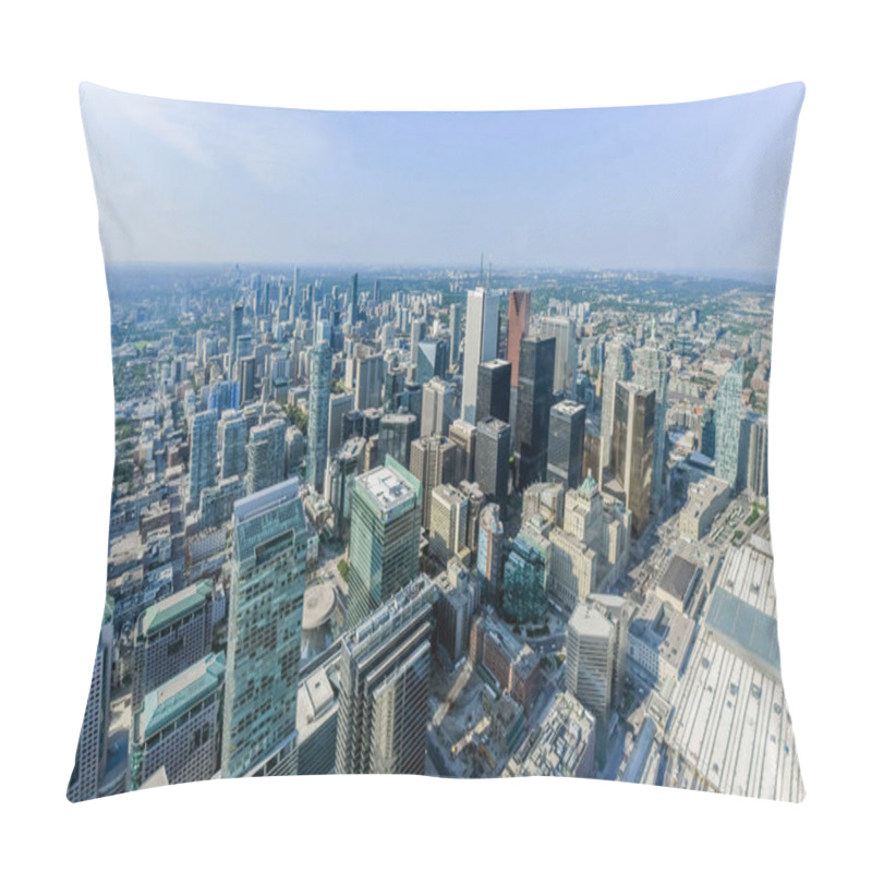 Personality  Aerial View Of Toronto City Skyscrapers, Looking Northeast From Top Of CN Tower Toward East York And Scarborough Districts In Summer, Union Station At Bottom Right. Toronto City, Ontario, Canada Pillow Covers