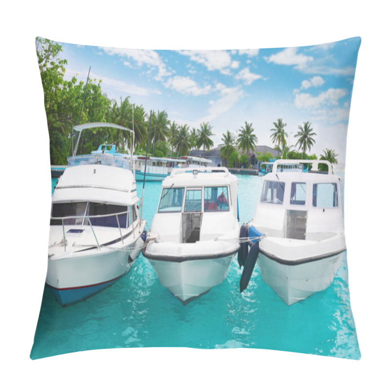 Personality  Modern Boats At Tropical Resort Pillow Covers