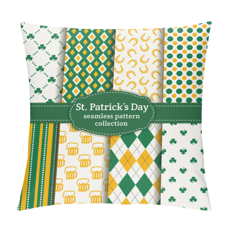 Personality  Happy St. Patrick's Day! Set Of Vector Seamless Patterns. Pillow Covers