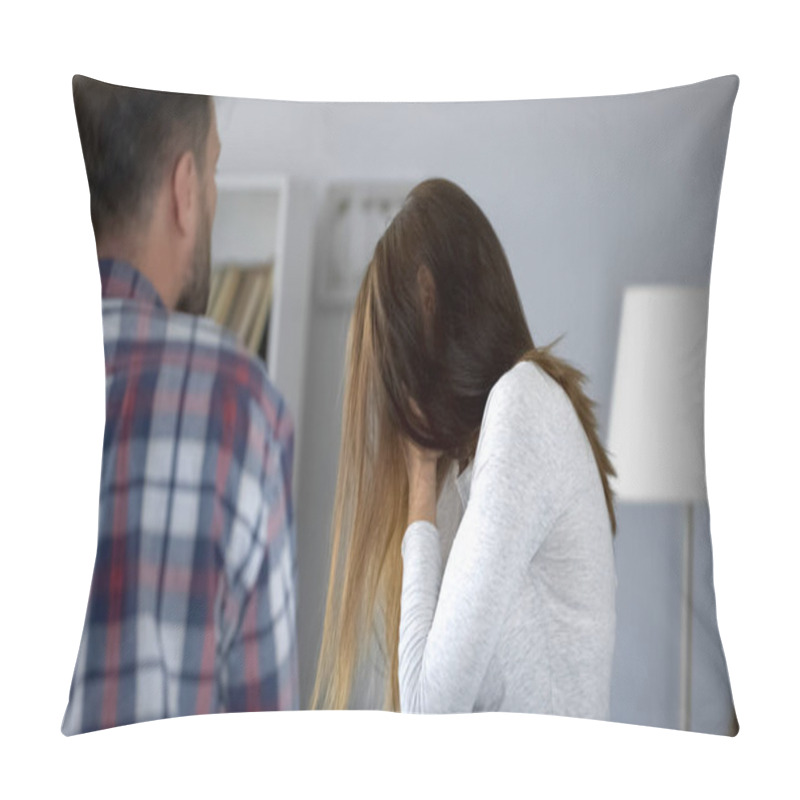 Personality  Aggressive Man Slapping His Wife, Physical And Psychological Violence, Abuse Pillow Covers