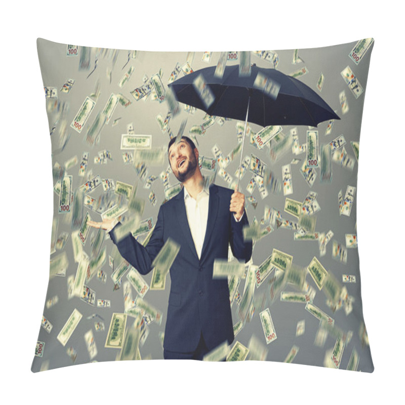 Personality  Man Standing Under Money Rain Pillow Covers