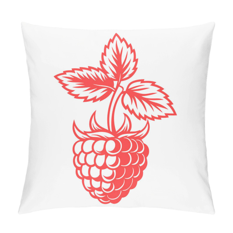 Personality  Monochromatic Raspberry Silhouette - Black And White Berry Illustration, Simple Fruit Design, Minimalist Raspberry Art Pillow Covers