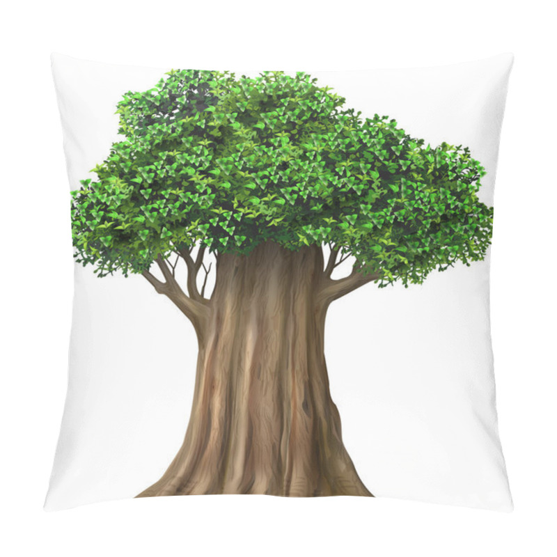 Personality  Realistic Fairy Old Oak Tree In Vector Pillow Covers