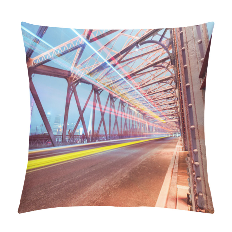 Personality  Night Traffic Lights Inside Of The  Waibaidu Bridge Of Shanghai  Pillow Covers