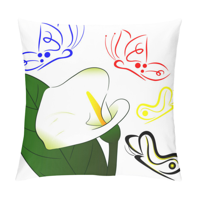 Personality  White Flower And Butterfly Pillow Covers