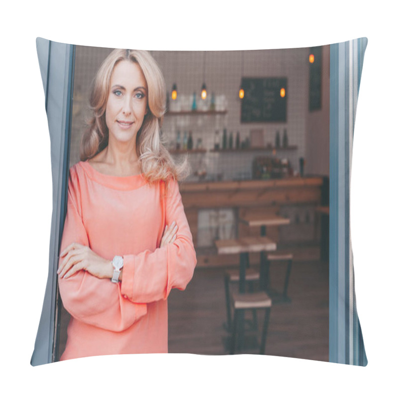 Personality  Smiling Woman With Crossed Arms Pillow Covers