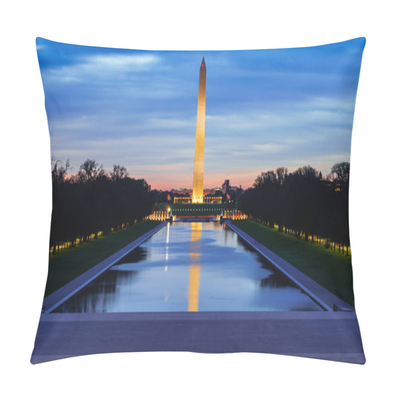 Personality  Washington Monument With Reflection In Water At Lincoln Memorial In Washington DC, USA Pillow Covers