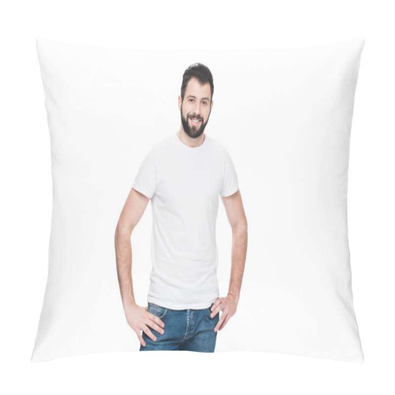 Personality  Handsome Young Bearded Man  Pillow Covers