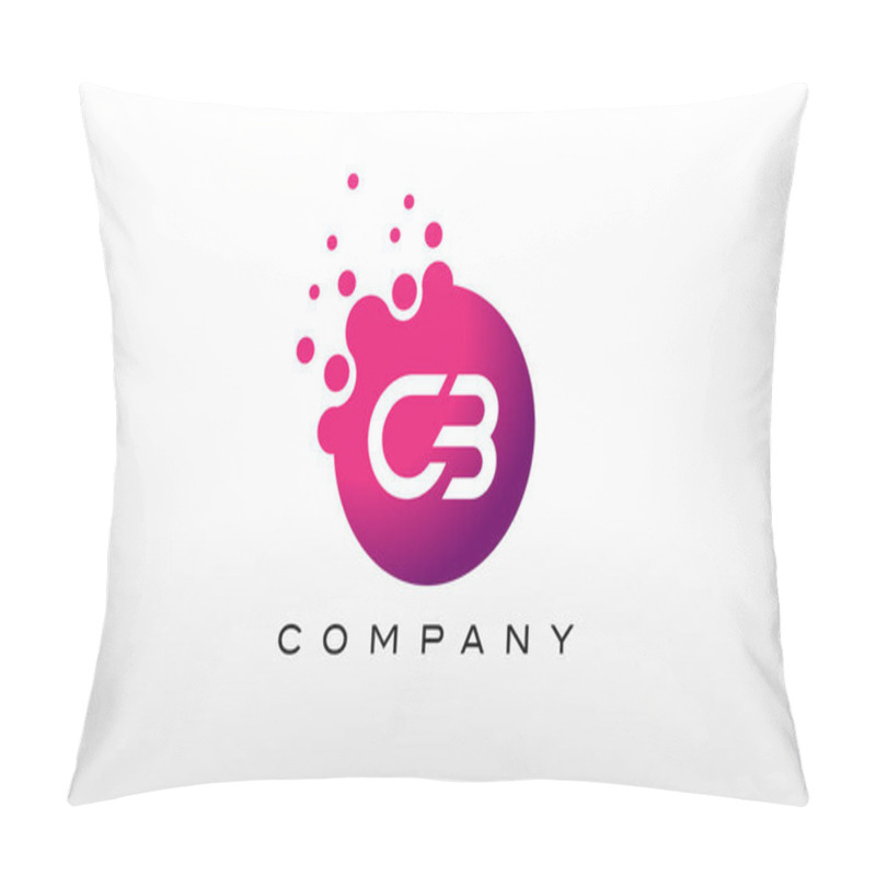 Personality  CB Letter Dots Logo Design with Creative Trendy Bubbles. pillow covers