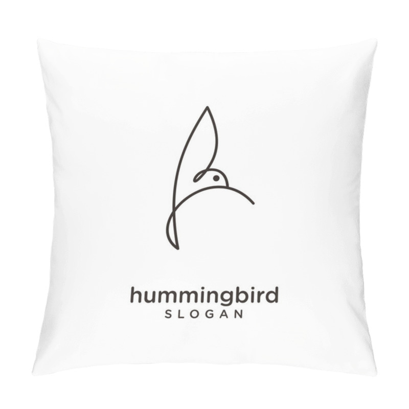 Personality  Hummingbird Line Logo Icon Design Design Flat Illustration Pillow Covers