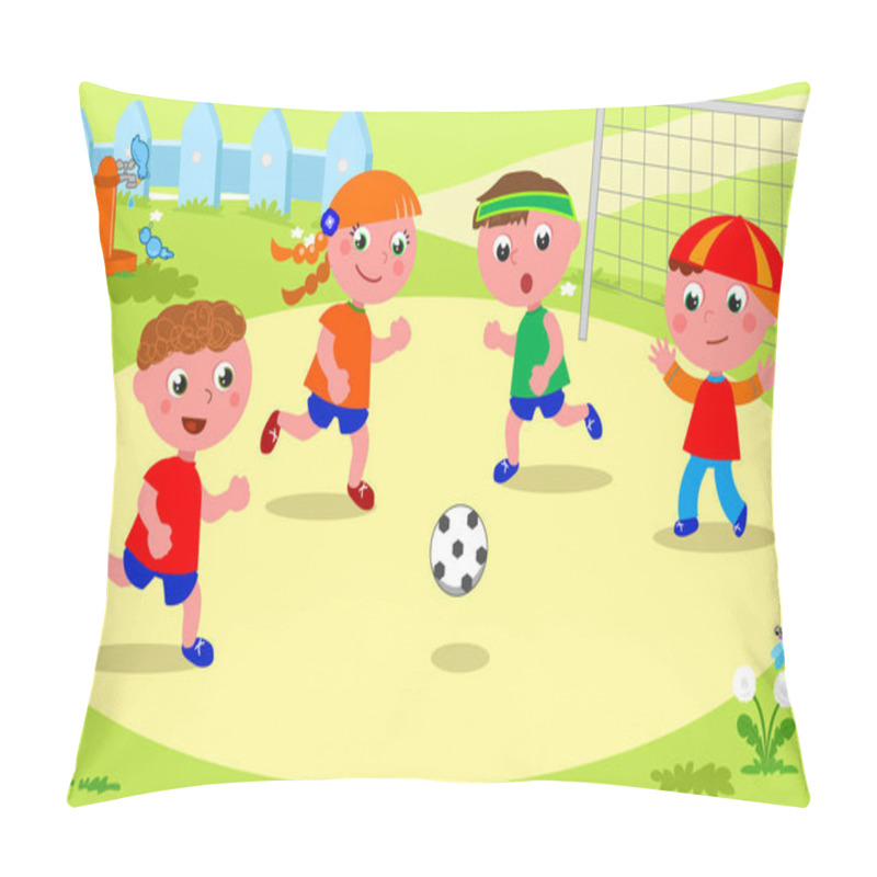 Personality  Friends Playing Soccer At The Park Pillow Covers