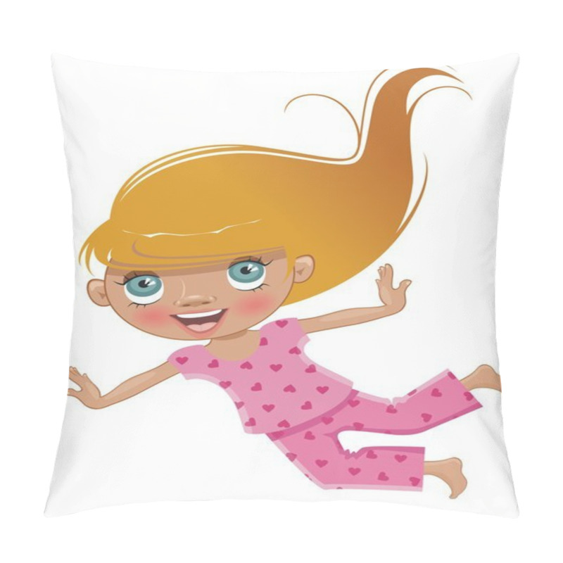 Personality  Cartoon Girl In Pink Pajamas Flies Pillow Covers