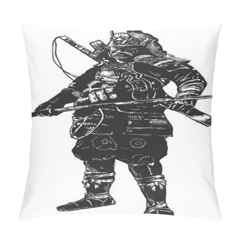 Personality  An Hand Drawn Vector From Japan Culture - Samurai, Shogun Pillow Covers