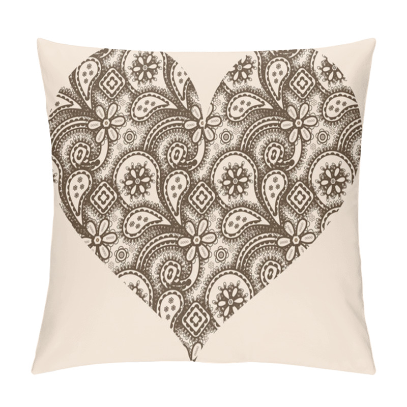 Personality  Stylized Heart With Abstract Ornament Pillow Covers