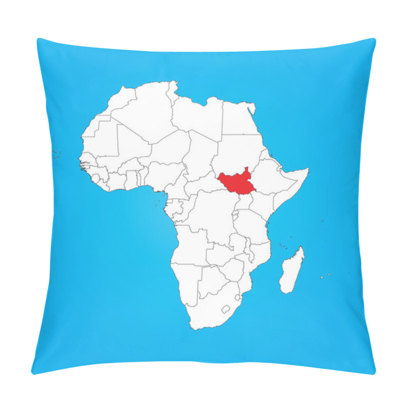 Personality  Map Of Africa With A Selected Country Of South Sudan Pillow Covers