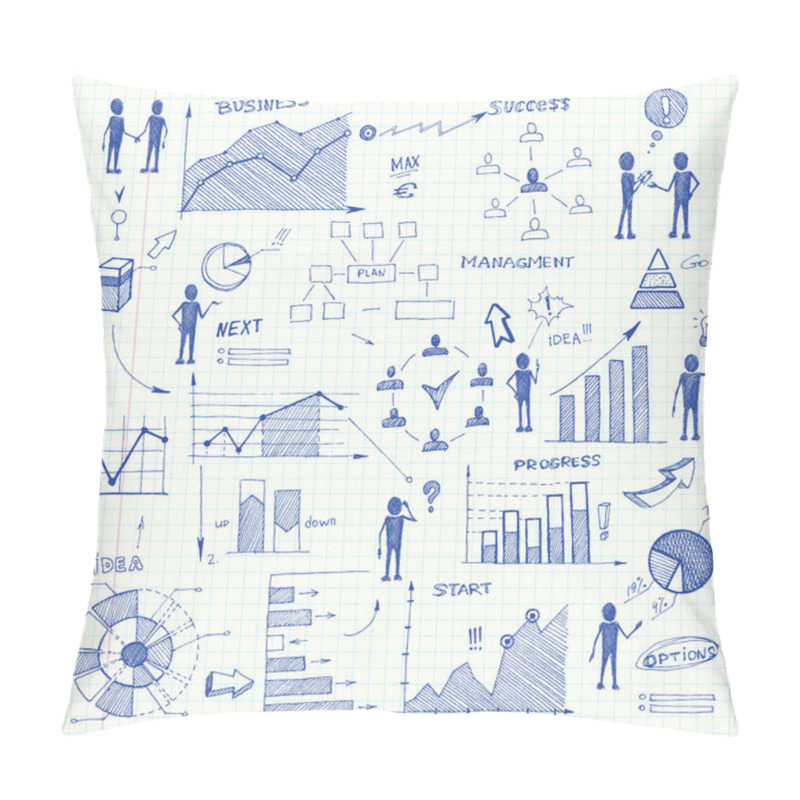 Personality  Doodle Business Charts Infographics Elements Pillow Covers