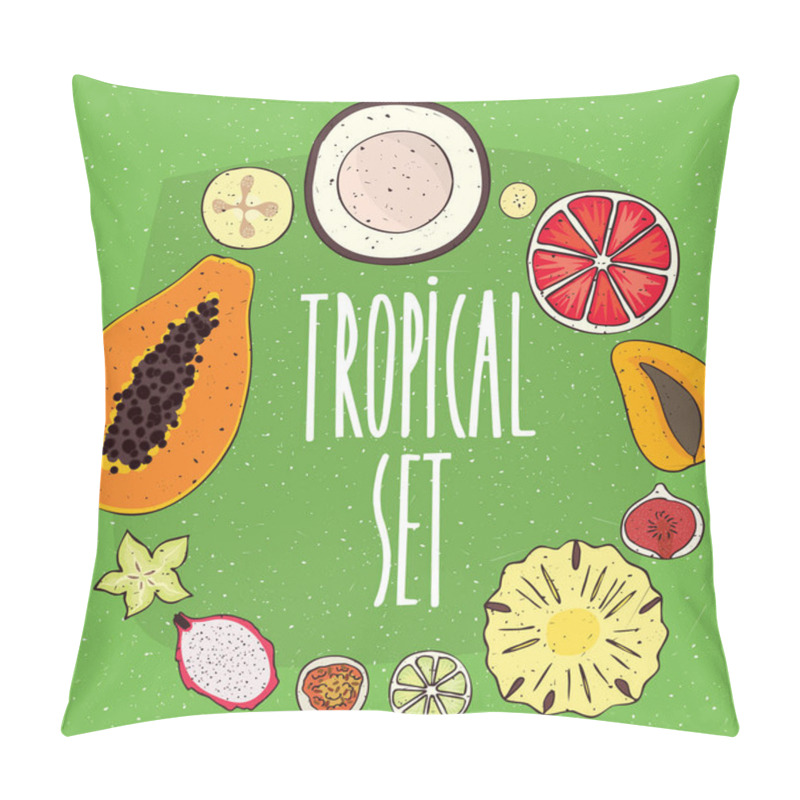 Personality  Set Of Isolated Tropical Fruits In Cross Sections Pillow Covers