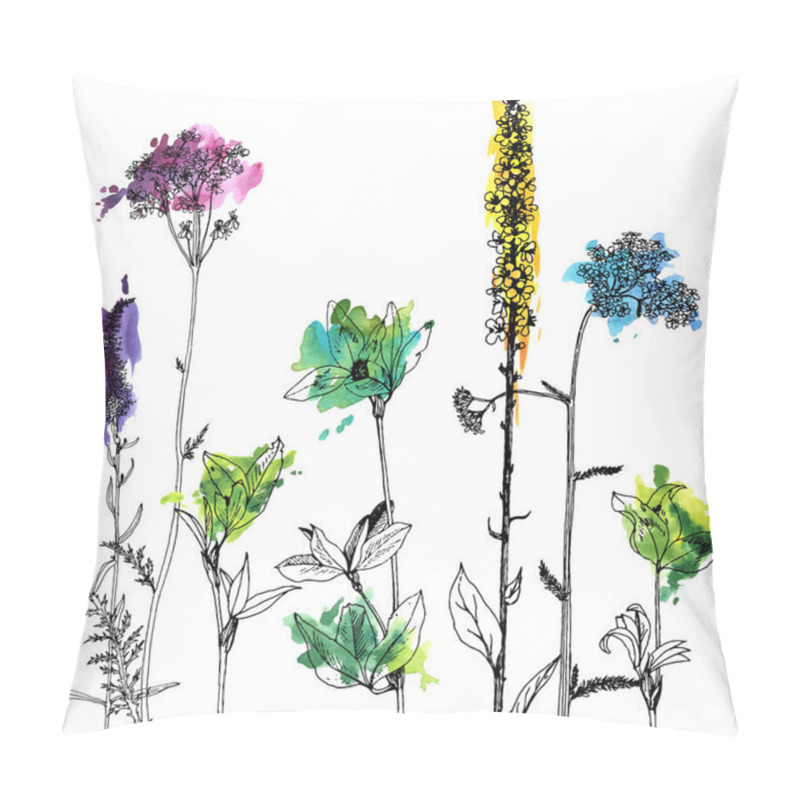 Personality  Background With Drawing Herbs And Flowers Pillow Covers