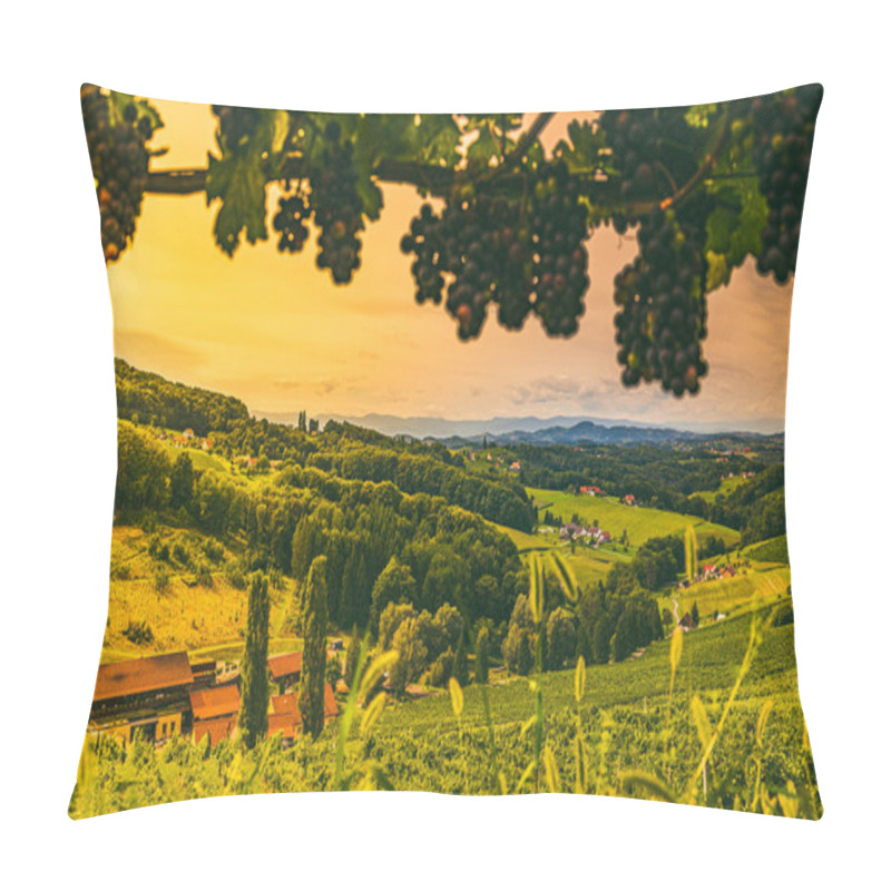 Personality  Vineyard Landscape At South Styrian Wine Road In Austria. Famous Tuscany Like Tourist Spot For Wine Lovers. Pillow Covers