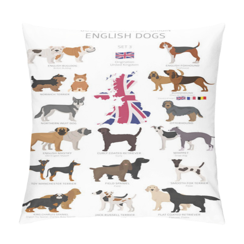 Personality  Dogs By Country Of Origin. English Dog Breeds. Shepherds, Huntin Pillow Covers