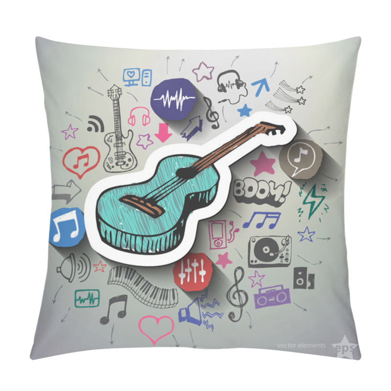 Personality  Entertainment And Music Collage With Icons Background Pillow Covers