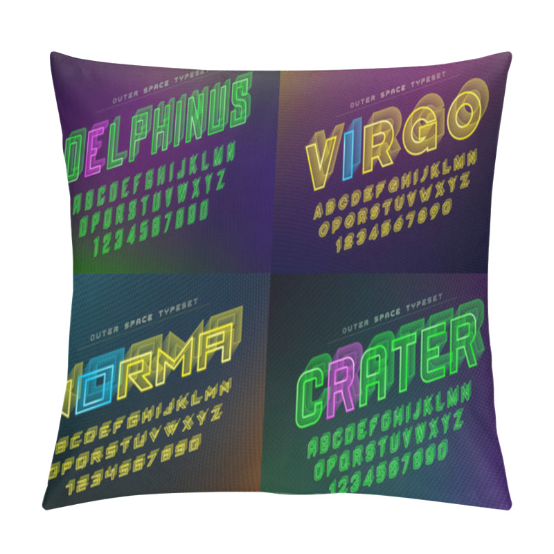 Personality  Set Of Futuristic Vector Decorative Fonts, Alphabet Pillow Covers