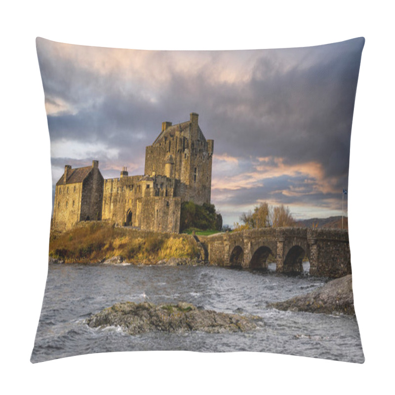 Personality  Eilean Donan Castle In Dornie In The Scottish Highlands During Cloudy Day, Scotland Pillow Covers