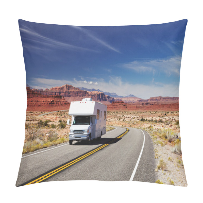 Personality  RV Camper On Highway Pillow Covers