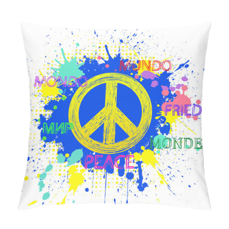 Personality  Peace Symbol On Blue Grunge Background Pillow Covers