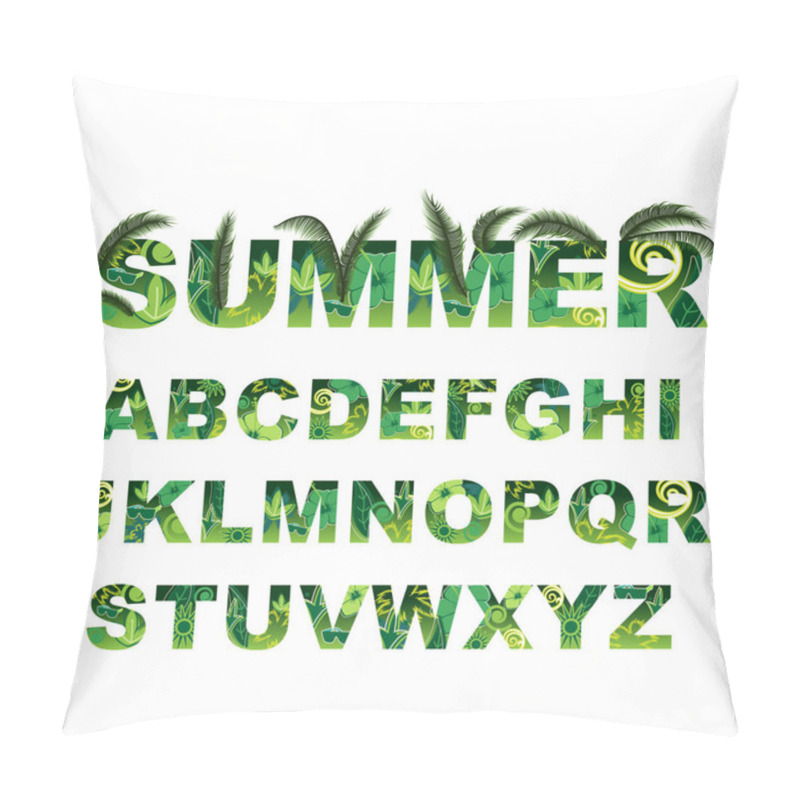 Personality  Summer Green Alphabet, Capital Vector Tropical Letters Pillow Covers