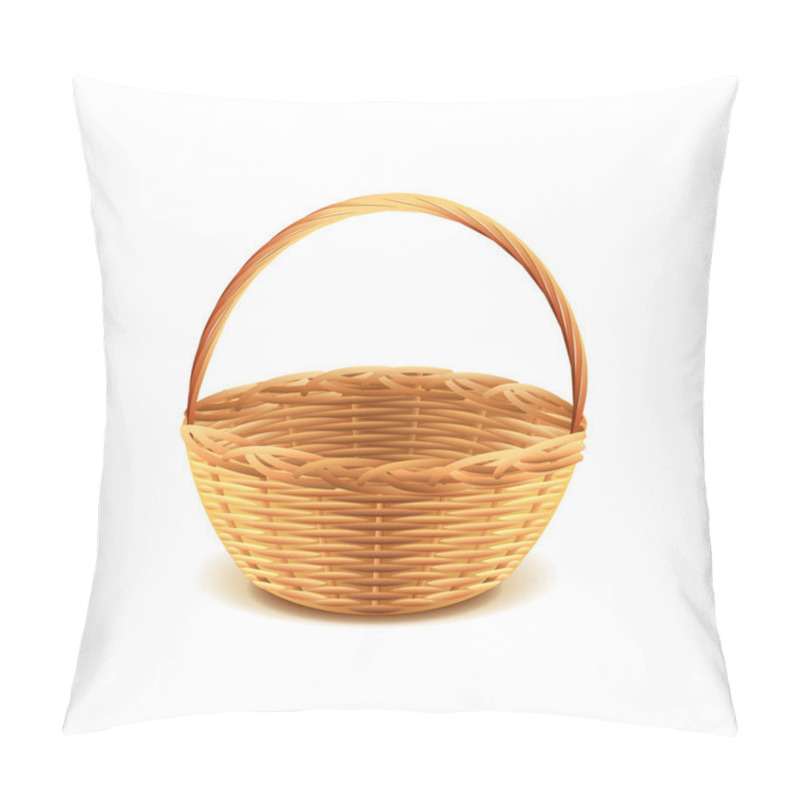 Personality  Wicker Basket Isolated On White Vector Pillow Covers