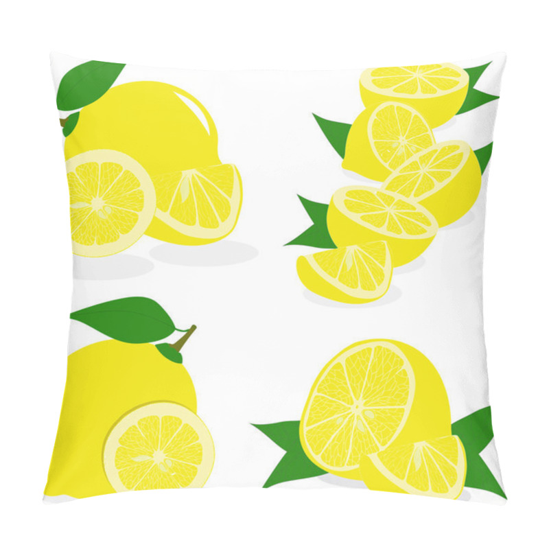 Personality  Lemon Slices, Collection Of Vector Illustrations On A Transparent Background Pillow Covers