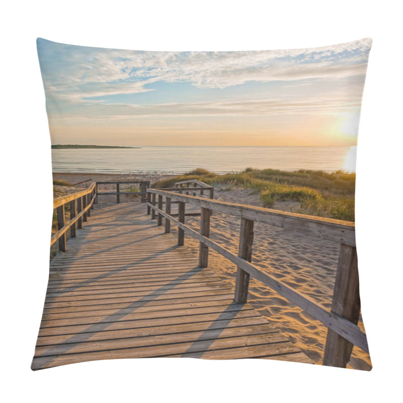 Personality  Wooden Path At Baltic Sea Over Sand Dunes With Ocean View, Sunset Summer Evening Pillow Covers