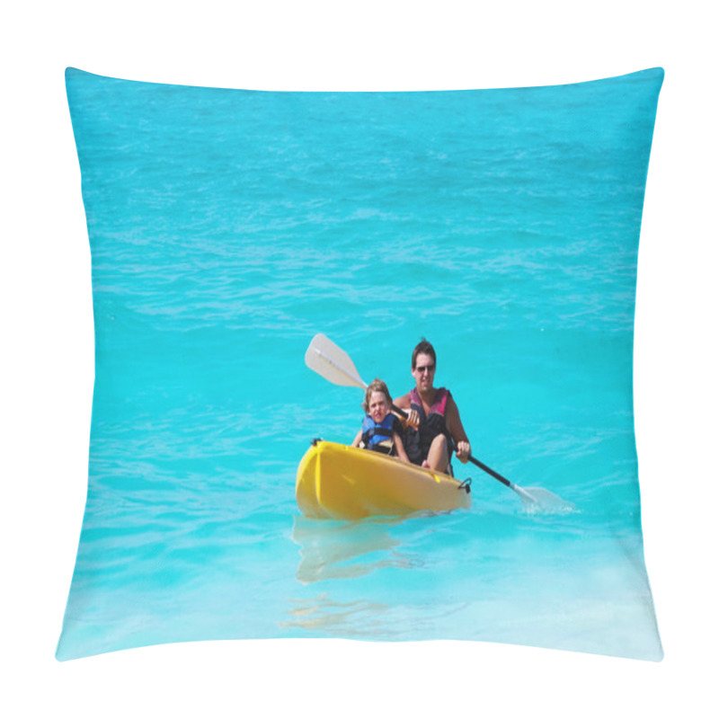 Personality  Father And Son On A Kayak Ride Pillow Covers