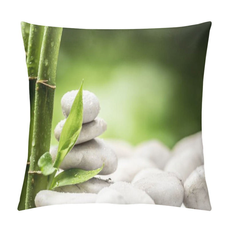 Personality  Zen Stones And Bamboo On The White Pillow Covers