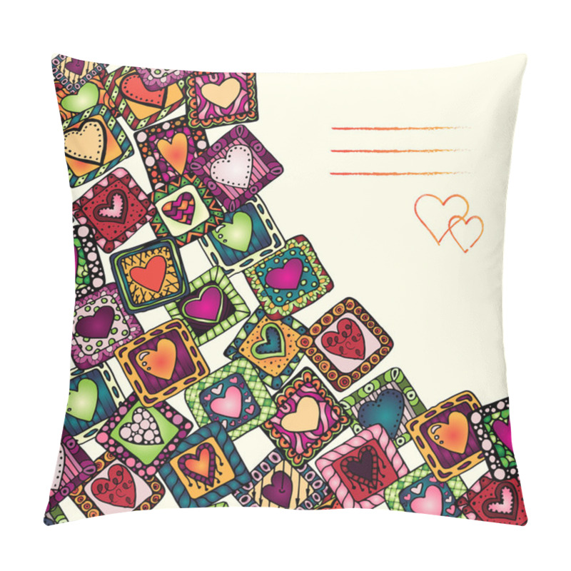 Personality  Unique Abstract Hand Drawn Ethnic Pattern Card Set With Original Hearts Pillow Covers