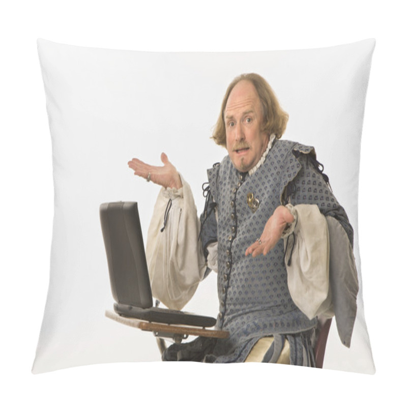 Personality  Shakespeare With Computer. Pillow Covers