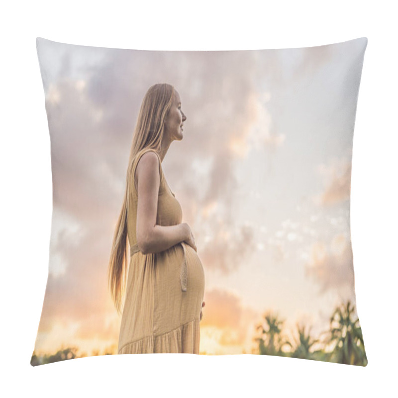 Personality  Tranquil Scene As A Pregnant Woman Enjoys Peaceful Moments In The Park, Embracing Natures Serenity And Finding Comfort During Her Pregnancy. Pillow Covers