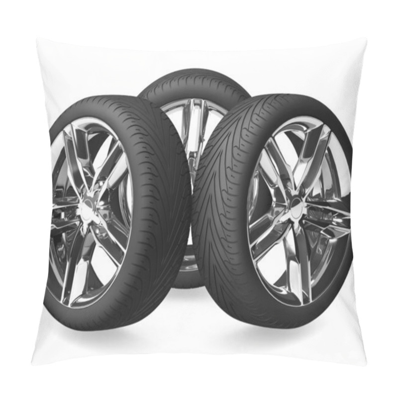 Personality  Car Wheels Isolated On White. Pillow Covers