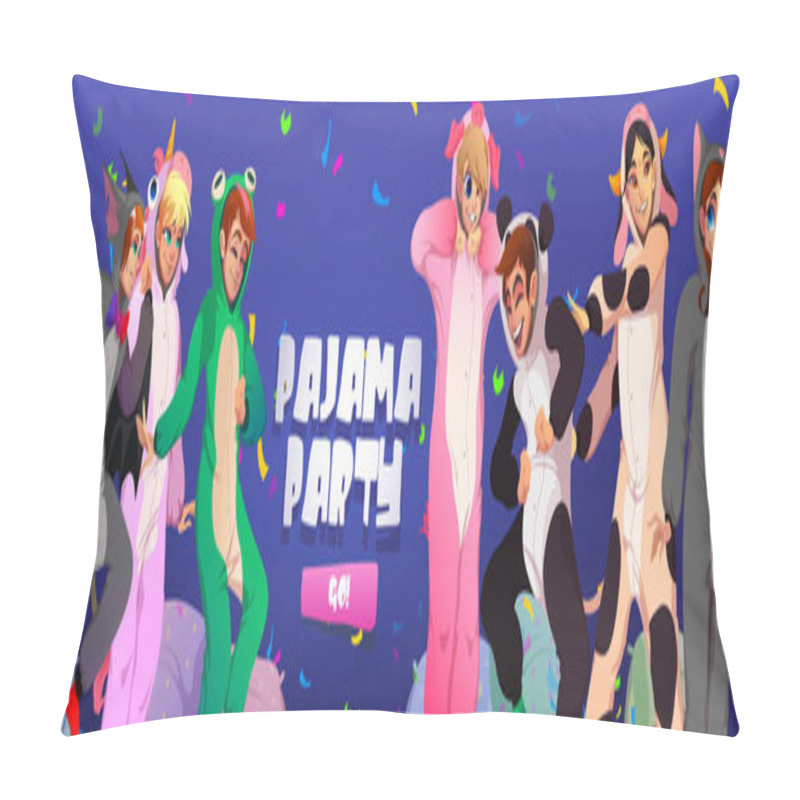 Personality  Pajamas Party Cartoon Web Banner, Kigurumi Fun Pillow Covers