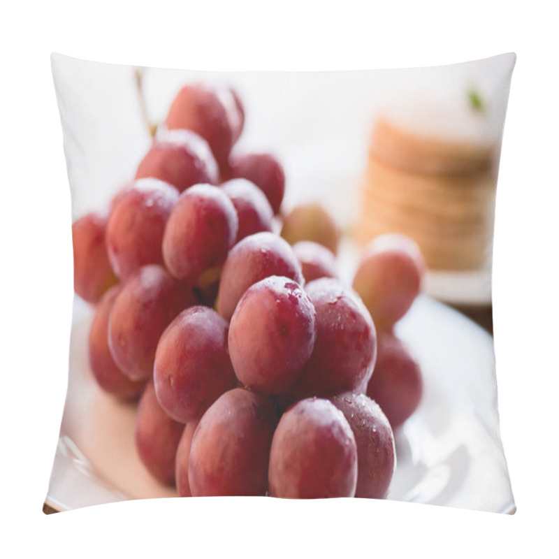 Personality  Fresh Grapes On Plate Pillow Covers