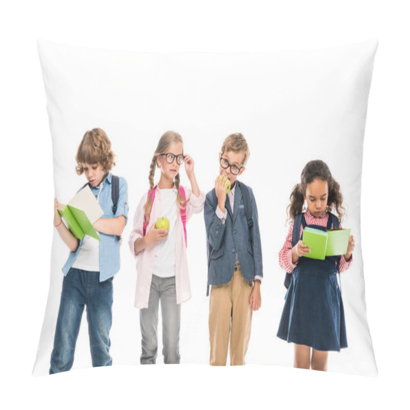 Personality  Multiethnic Schoolchildren With Books Pillow Covers