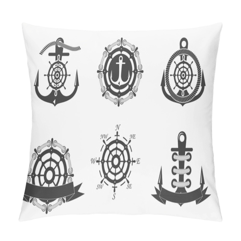 Personality  Nautical Logos Templates Set. Pillow Covers