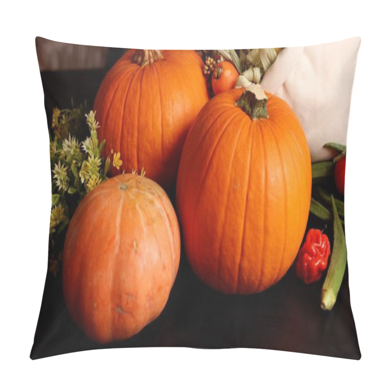 Personality  Pumpkins, Peppers, Corn Evoke Vibrant Harvest Scene. Cozy Seasonal Atmosphere With Rustic Charm Enhances Autumn Gatherings, Creating Festive Decor, Ideal For Fall Harvest Setup. Pillow Covers