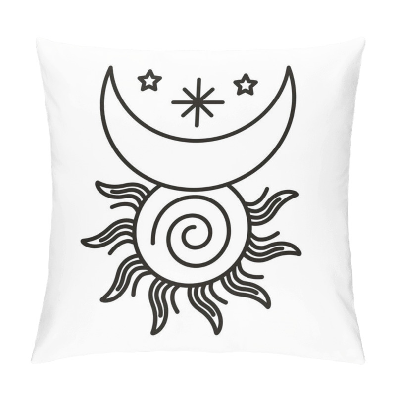 Personality  Moon And Sun Zodiac Symbol Line Style Icon Pillow Covers