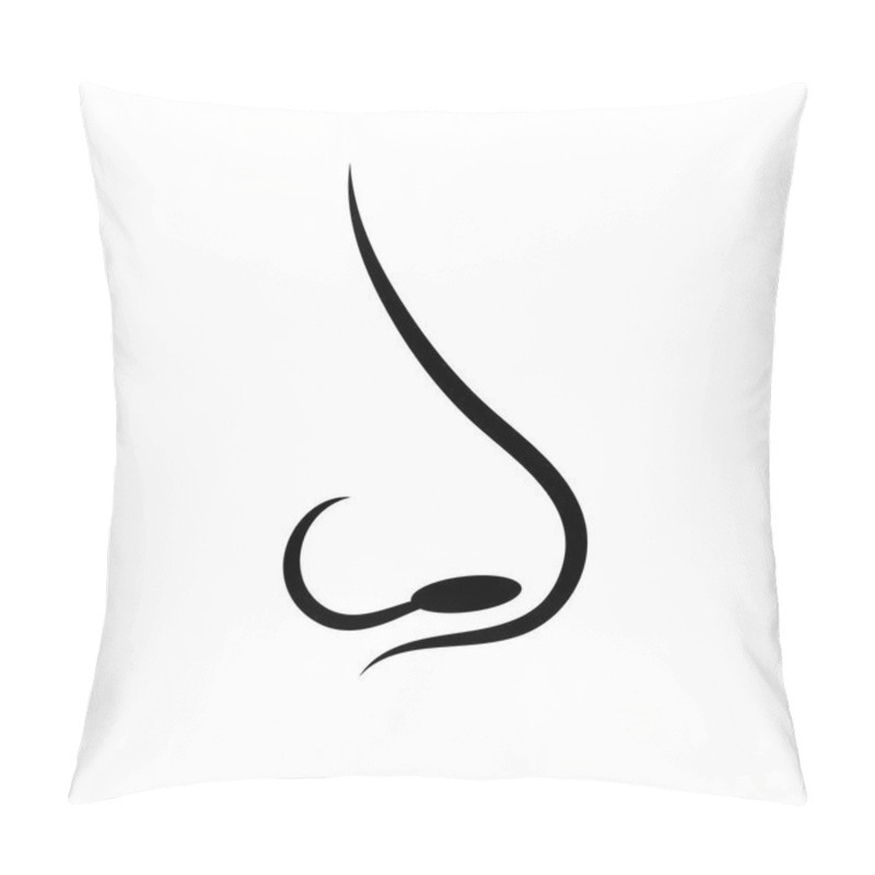 Personality  Human Nose Outline Vector Icon Illustration Isolated On White Background Pillow Covers