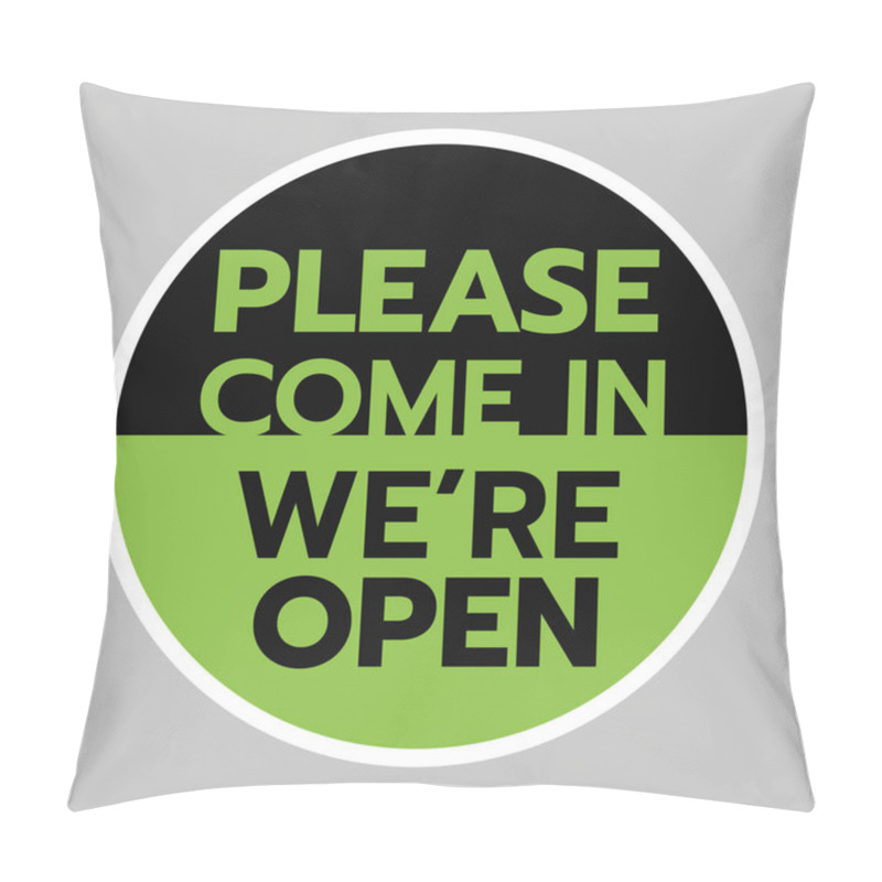 Personality  We're Open Again Black And Green Sign In White Background,shop And Business Open Sign Vector Illustration. Shop Open After Covid-19. Pillow Covers