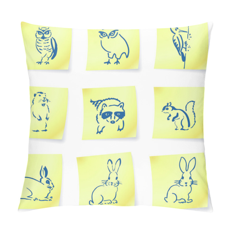 Personality  Forest Creatures Drawings On Post It Notes Pillow Covers